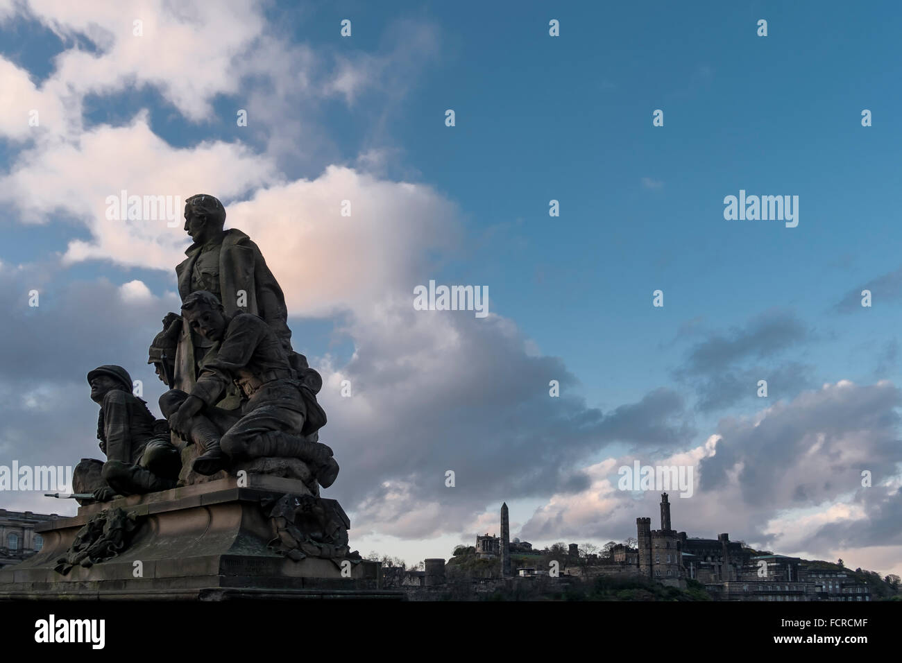 La scultura, Bridge, città di Edimburgo, monumento, Edimburgo, Firth of Forth, Grand ferroviarie, UK, Hotel, UK, viaggi, Scozia, Foto Stock