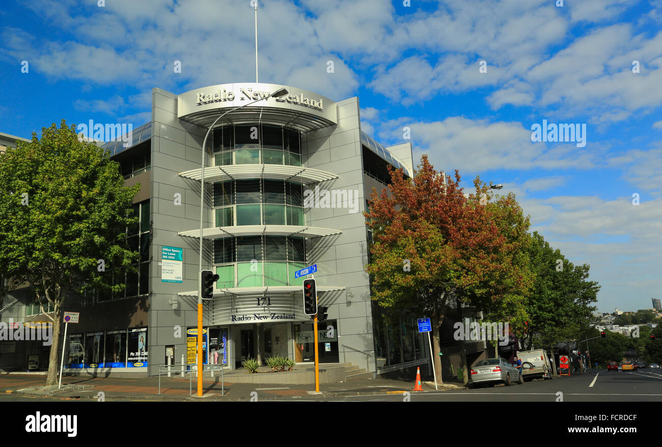Radio Nuova Zelanda edificio a 171 Hobson Street a Auckland. Foto Stock