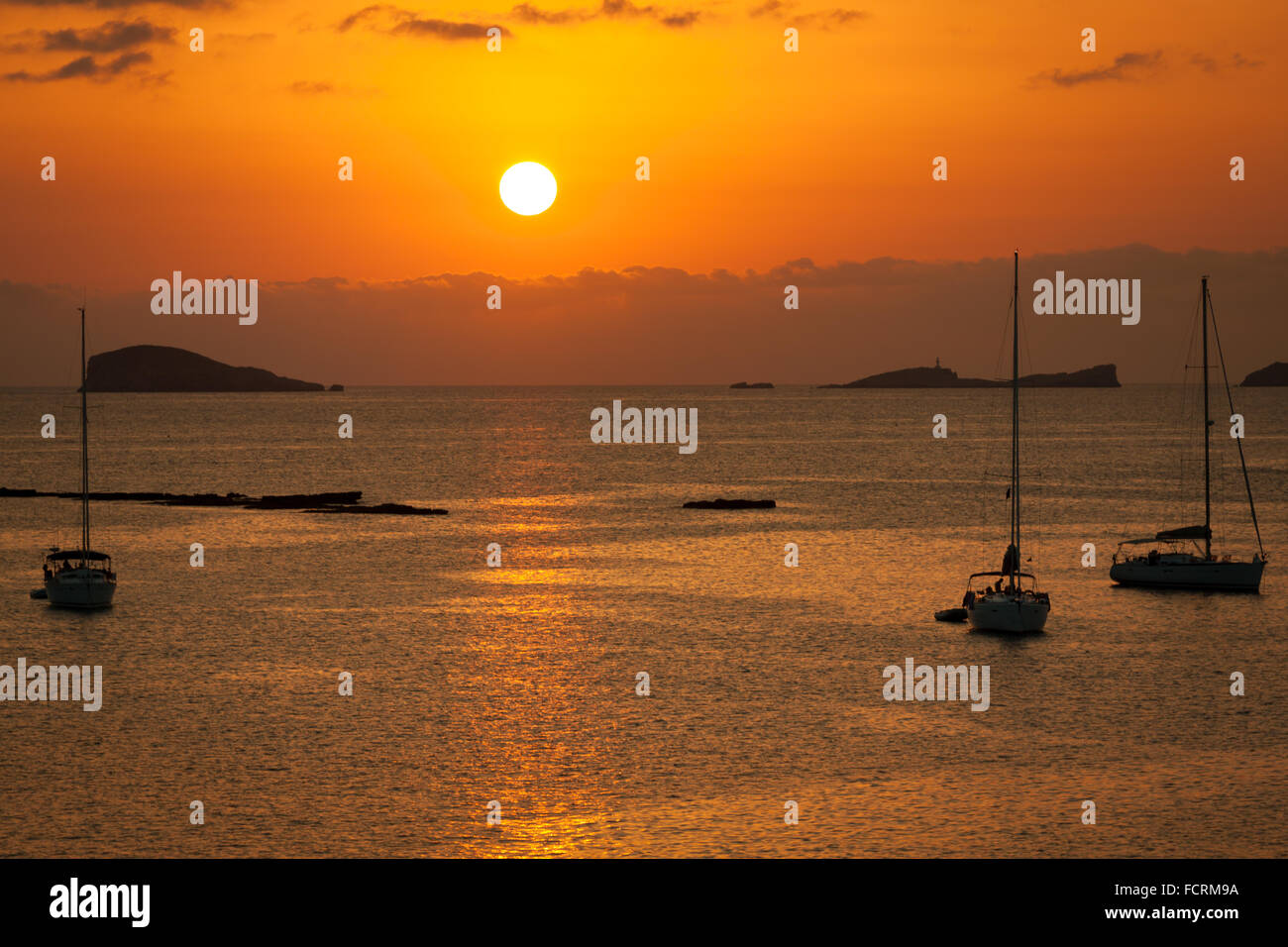 Ibiza bellissimo tramonto a Cala Conta Ibiza,vicino a San Antonio Foto Stock