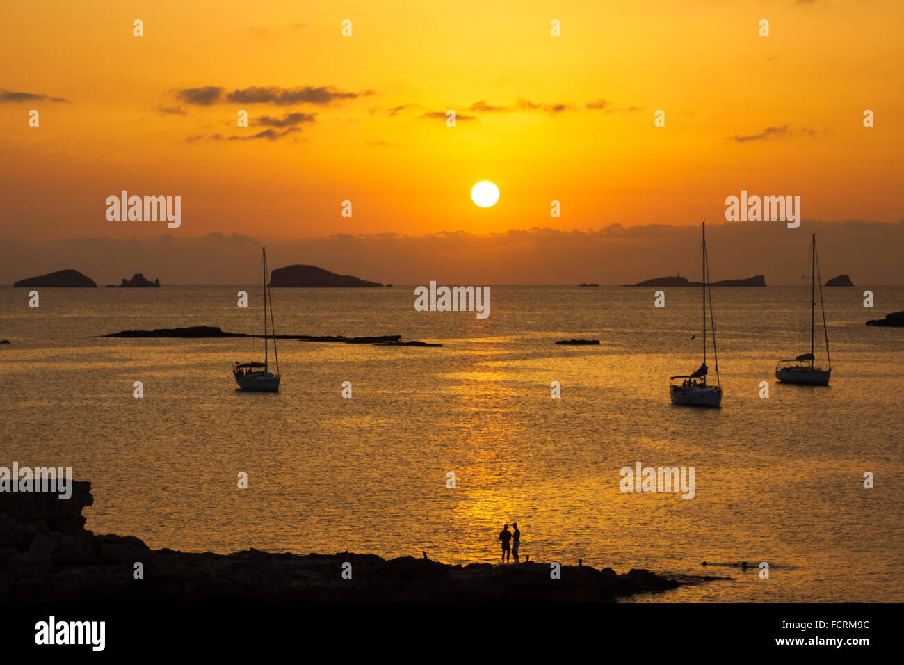 Ibiza bellissimo tramonto a Cala Conta Ibiza,vicino a San Antonio Foto Stock