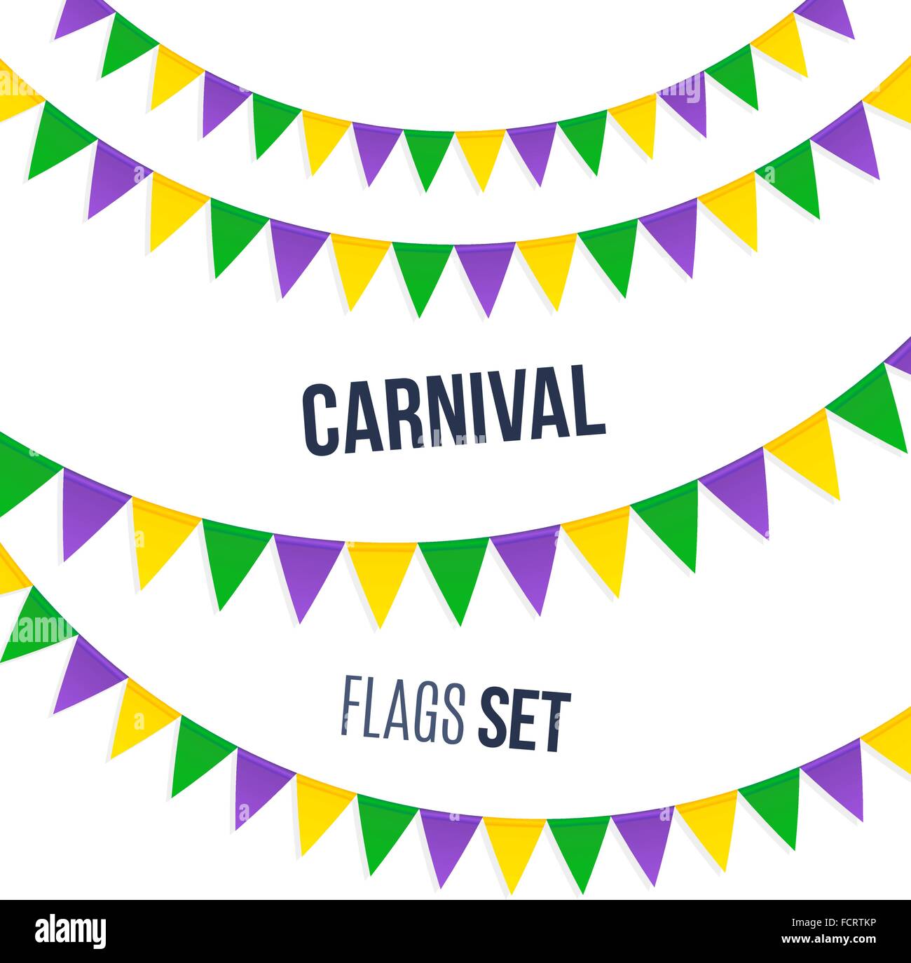 Il carnevale flag settati isolati su sfondo bianco Illustrazione Vettoriale