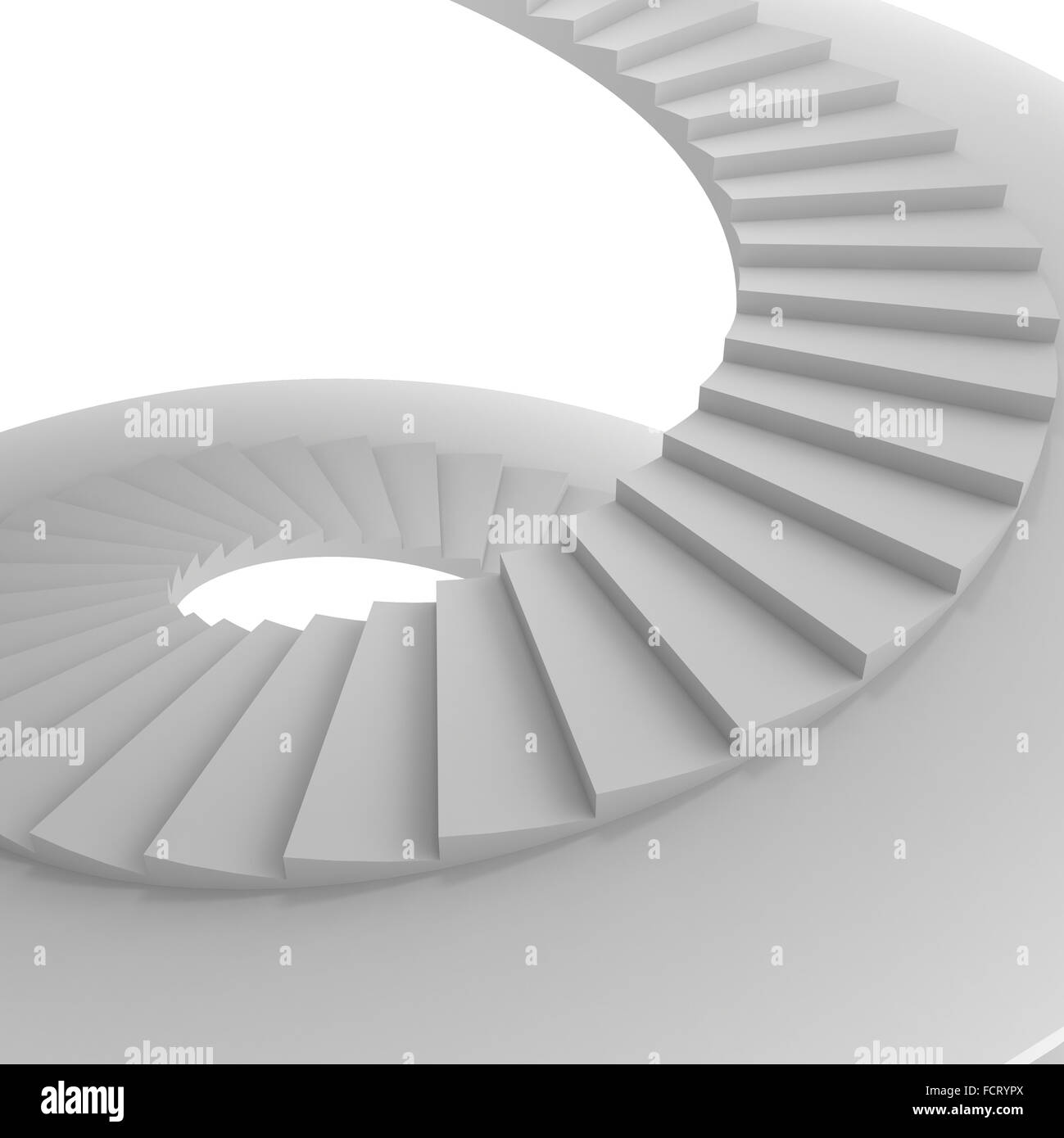 Scala a spirale. 3D render su sfondo bianco Foto Stock