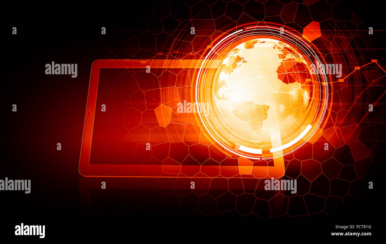 A livello globale il concetto di connessione con i tablet pc e digitale pianeta terra Foto Stock