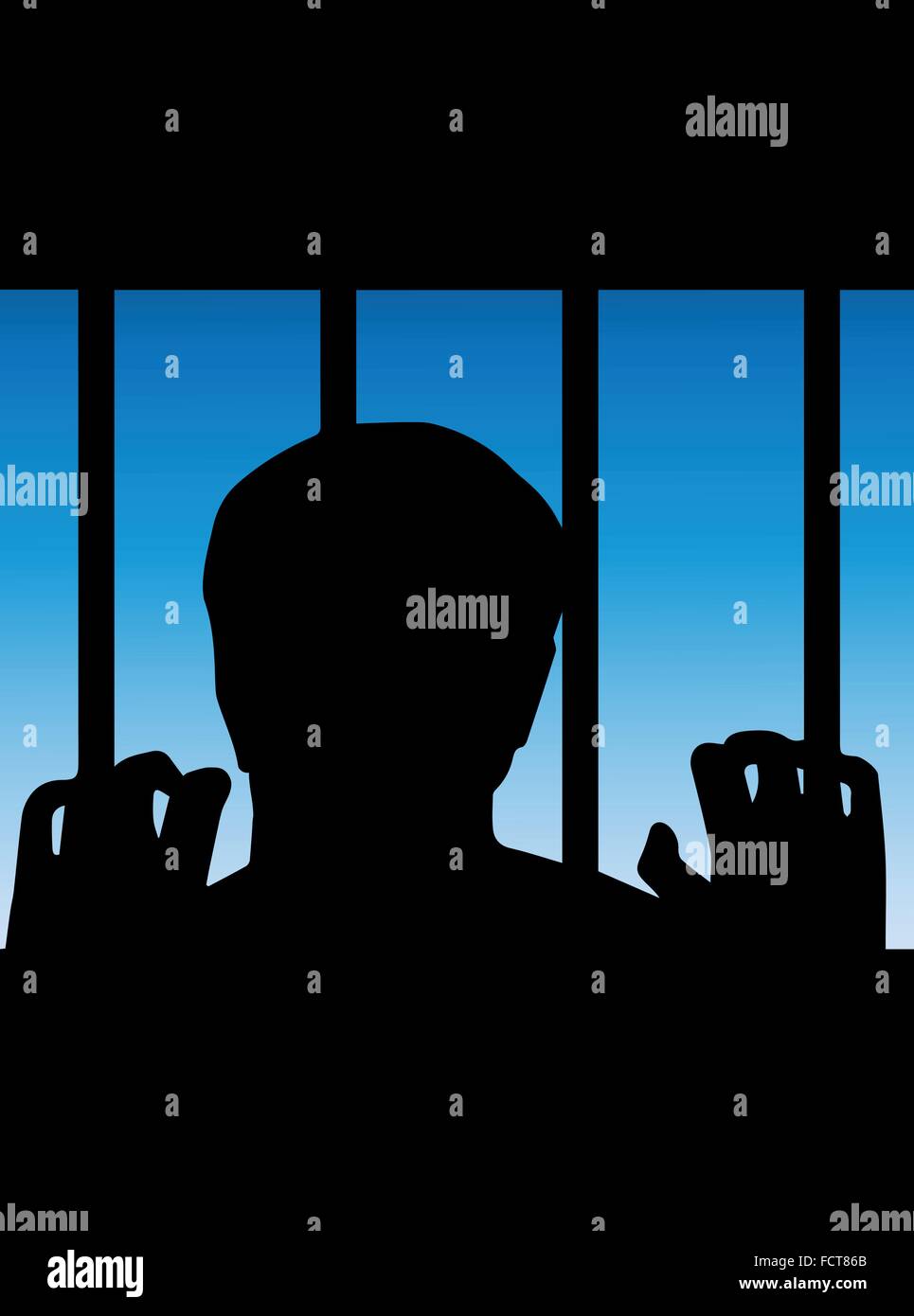 Malinconici prigioniero anelito di libertà Illustrazione Vettoriale