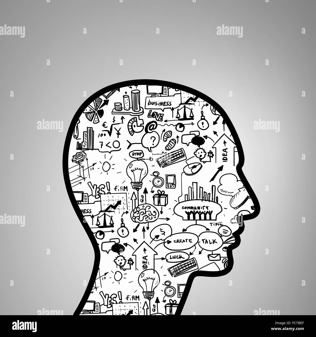 Silhouette di testa umana con il piano schizzo invece del cervello Foto  stock - Alamy