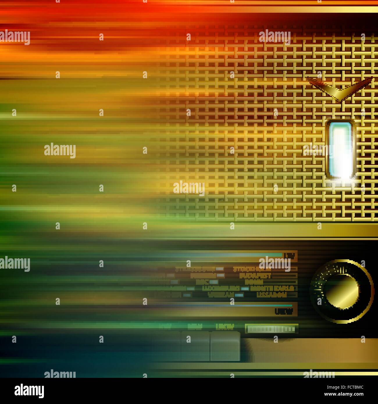 Abstract brown sfocatura dello sfondo con la radio retrò Illustrazione Vettoriale