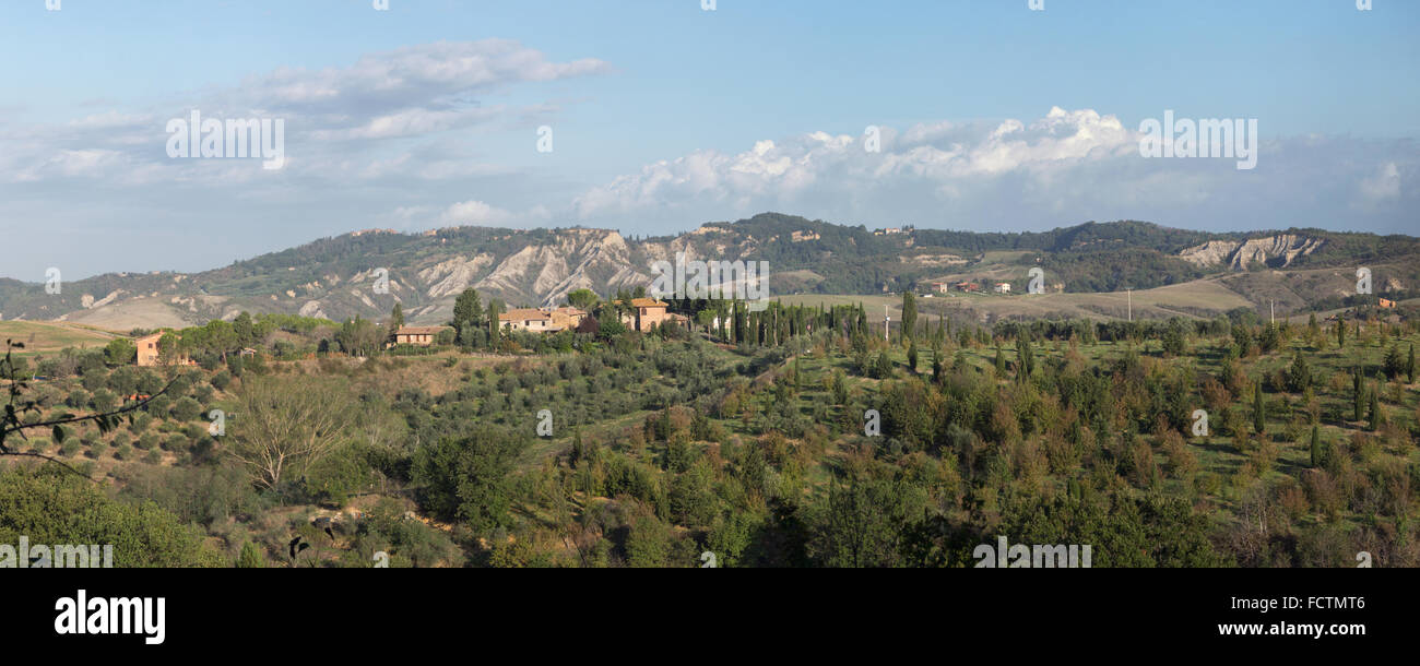 Panorama del paesaggio toscano, Italia Foto Stock