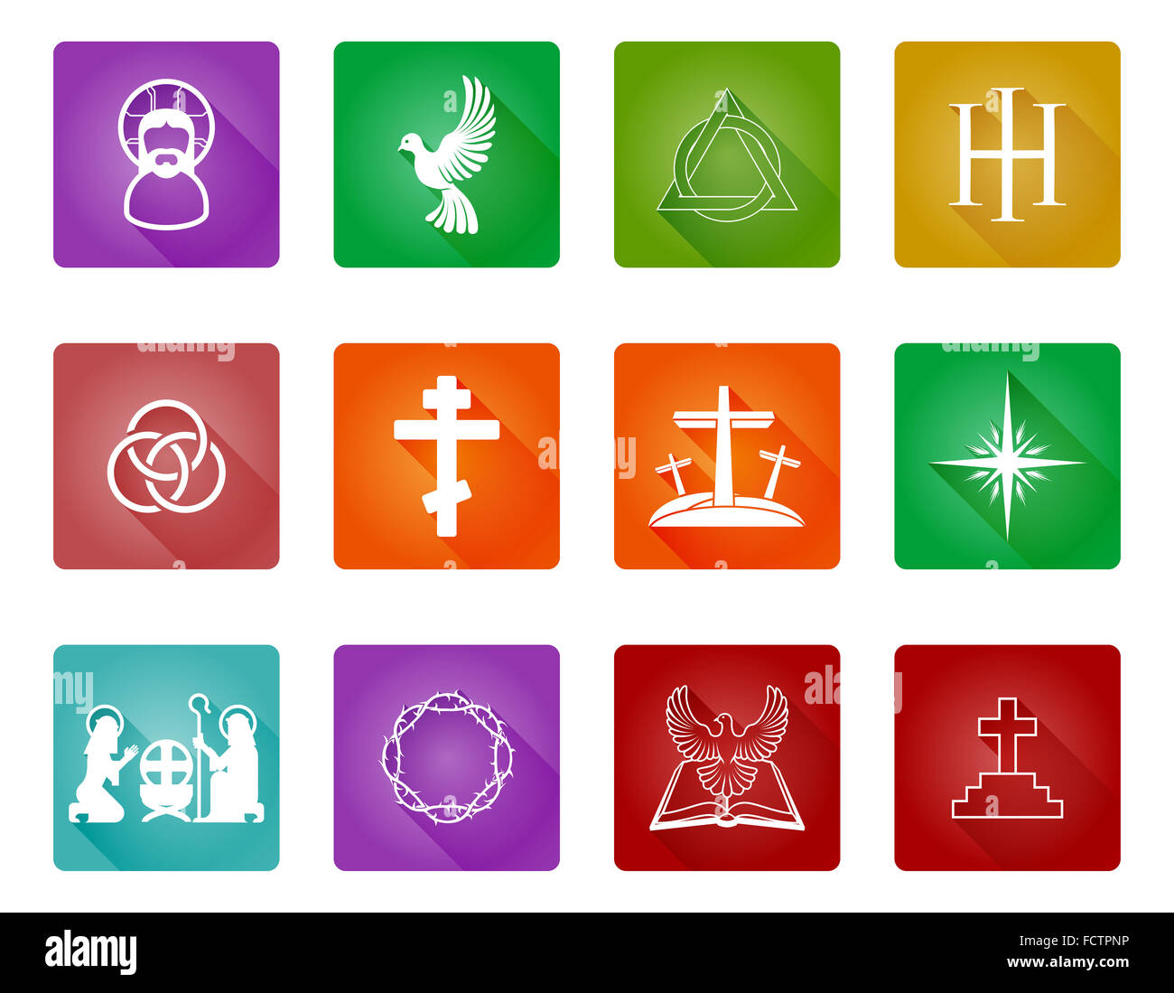 Un gruppo di religiosi cristiani icone e simboli Foto Stock