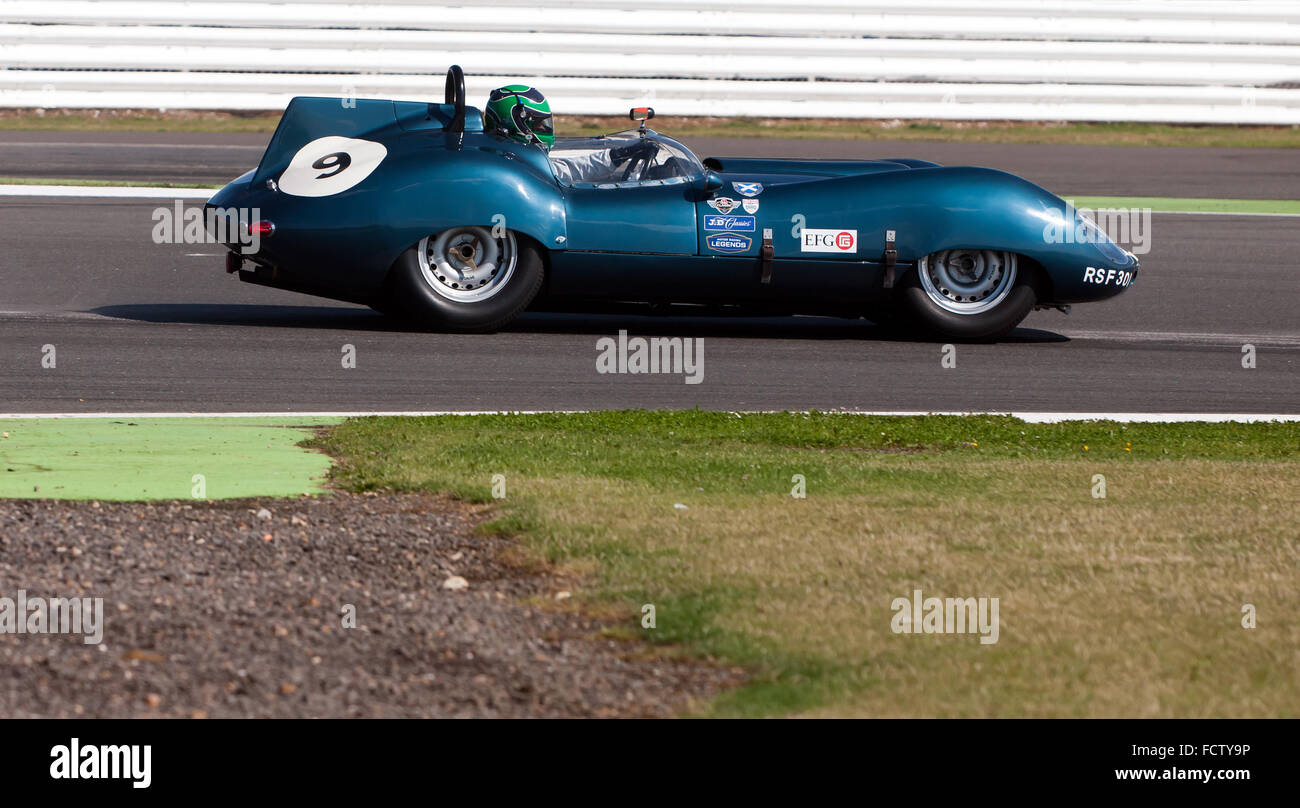 Un 1959, tojeiro jaguar, gareggiando in Stirling Moss trofeo per pre'61 auto sportive, a Silverstone classic 2015 Foto Stock