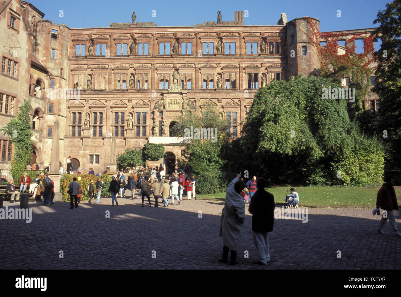DEU, Germania, Heidelberg, facciata del castello. DEU, Deutschland, Heidelberg, Das Schloss. Foto Stock