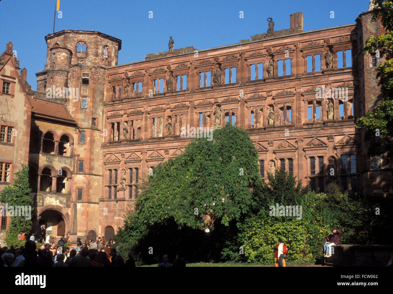 L'Europa, Germania, Heidelberg, facciata del castello. Europa, Deutschland, Heidelberg, Das Schloss. Foto Stock