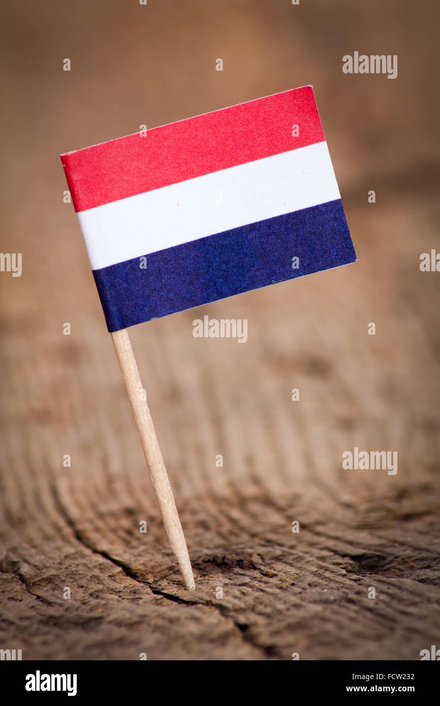 Stilizzata bandiera dei Paesi Bassi su sfondo di legno Foto Stock