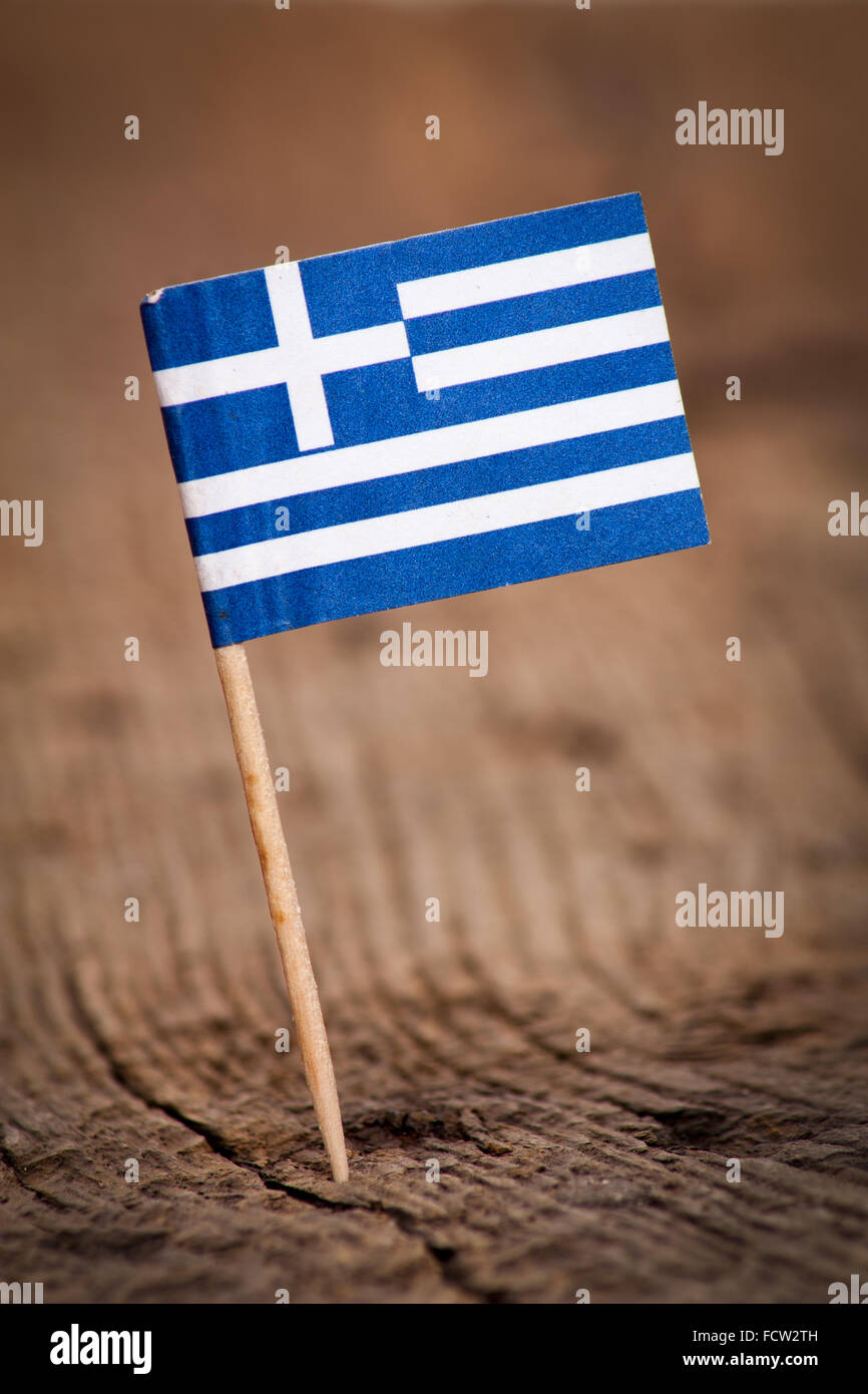 Stilizzata Bandiera della Grecia su sfondo di legno Foto Stock