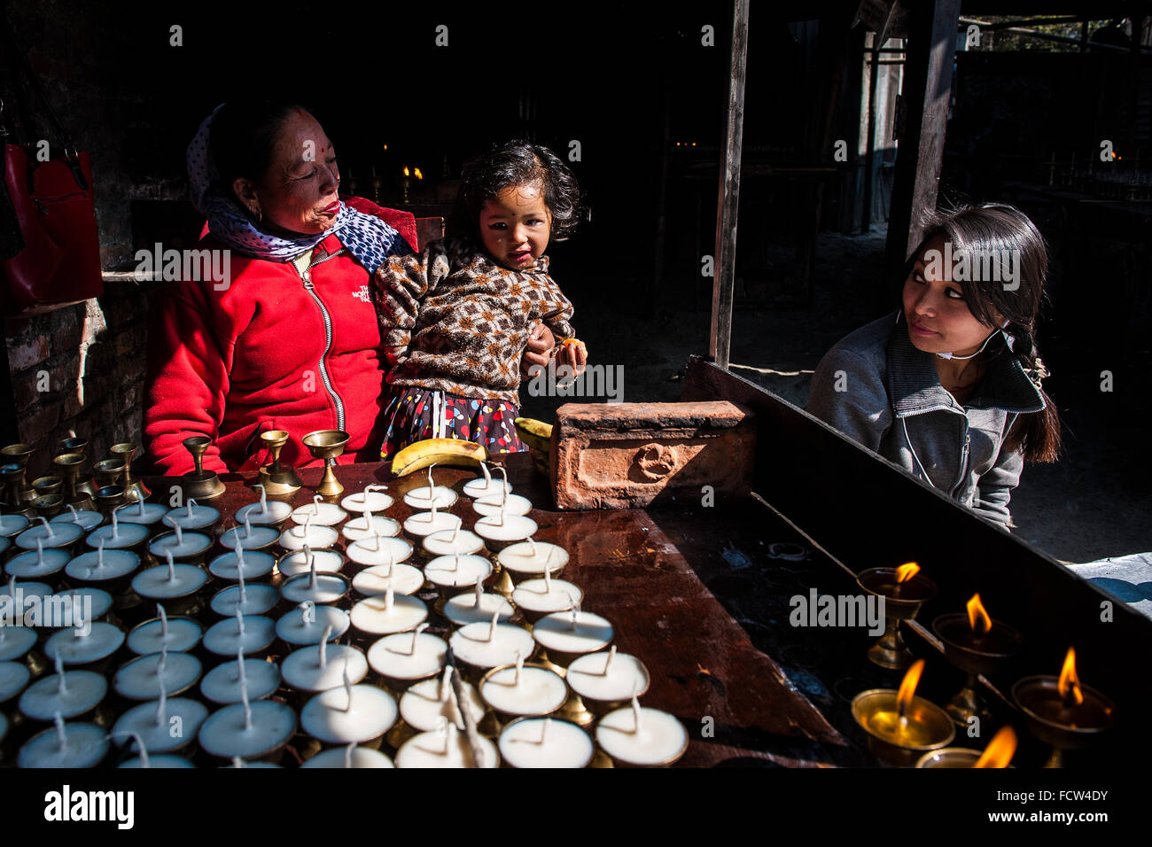 Il Nepal, Bouddhnath, vita quotidiana Foto Stock