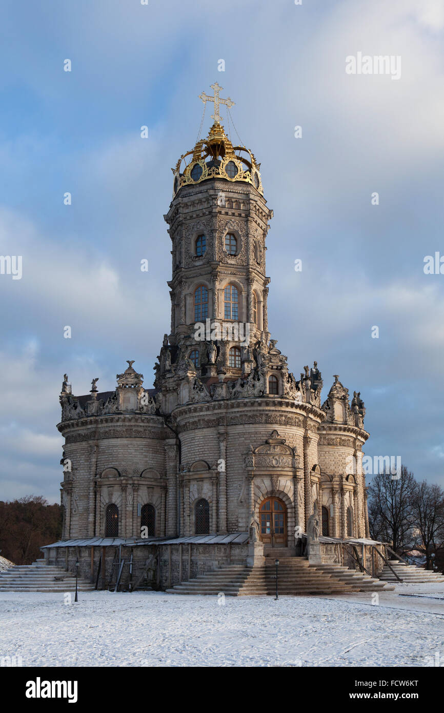 Chiesa Dubrovitsy conosciuta anche come la Chiesa di Nostra Signora del segno di Dubrovitsy vicino a Mosca, Russia. Foto Stock