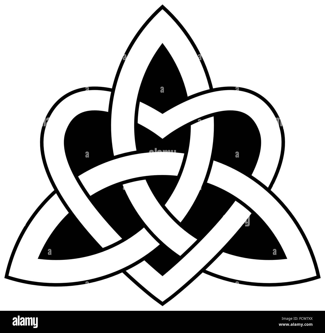 3 punto Celtic Trinity knot (Triquetra) interlacciati con un cuore per il vostro disegno o progetto (illustrazione vettoriale) Illustrazione Vettoriale