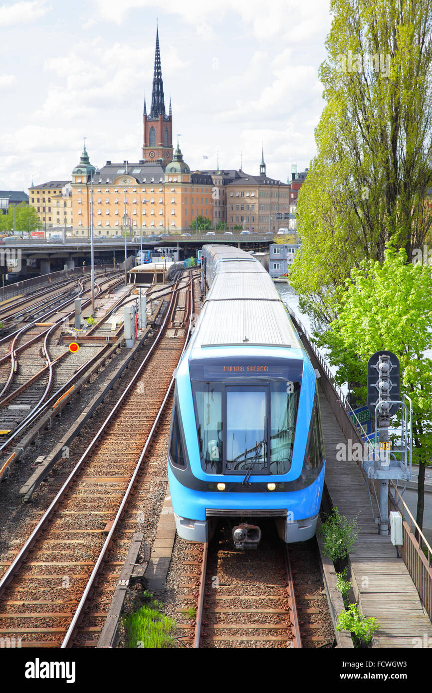Sul terreno di una parte della linea metropolitana di Stoccolma, Svezia Foto Stock