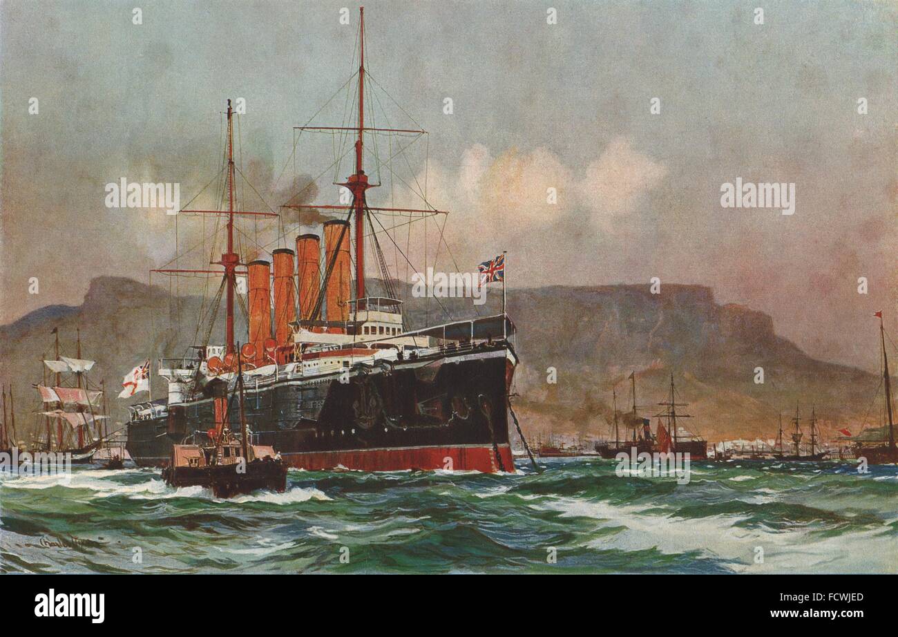 ROYAL NAVY: "Buona Speranza' nella baia della tavola. Incrociatori corazzati. Lanciato 1901, 1901 Foto Stock