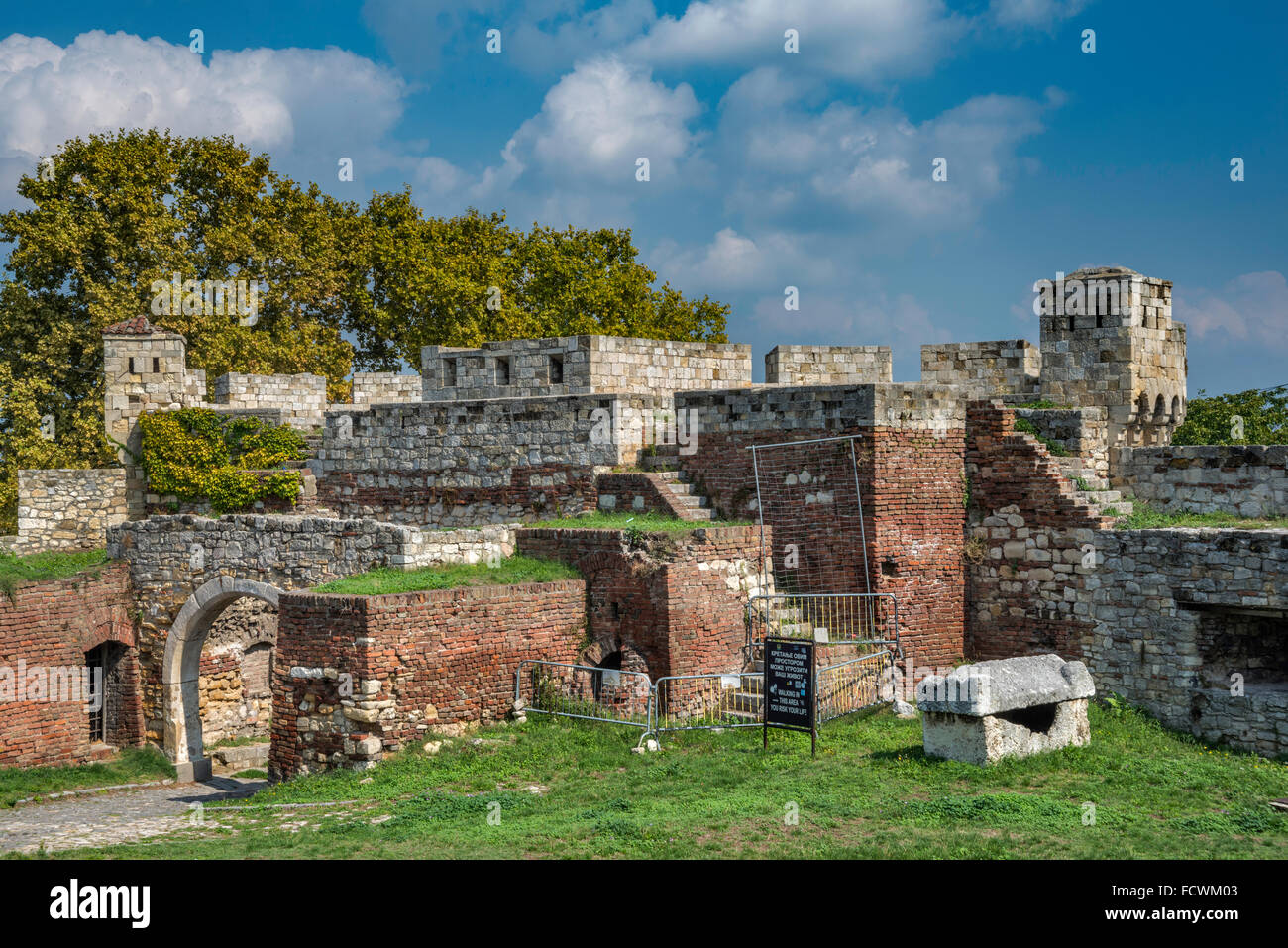 Le fortificazioni a Cittadella Kalemagdan aka Fortezza di Belgrado in Serbia, a Belgrado Foto Stock