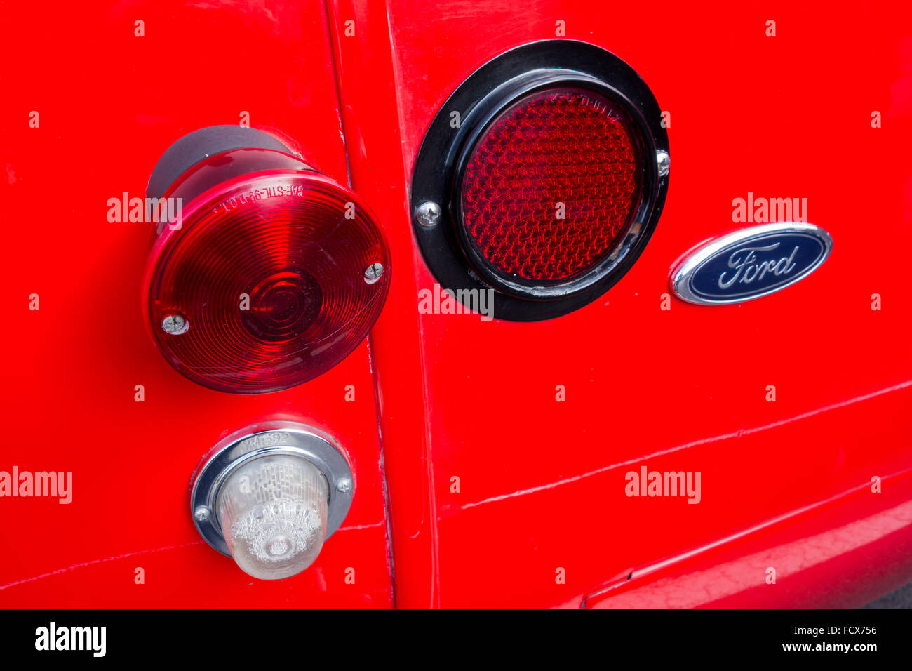 Bus rosso nel Glacier National Park Montana Foto Stock