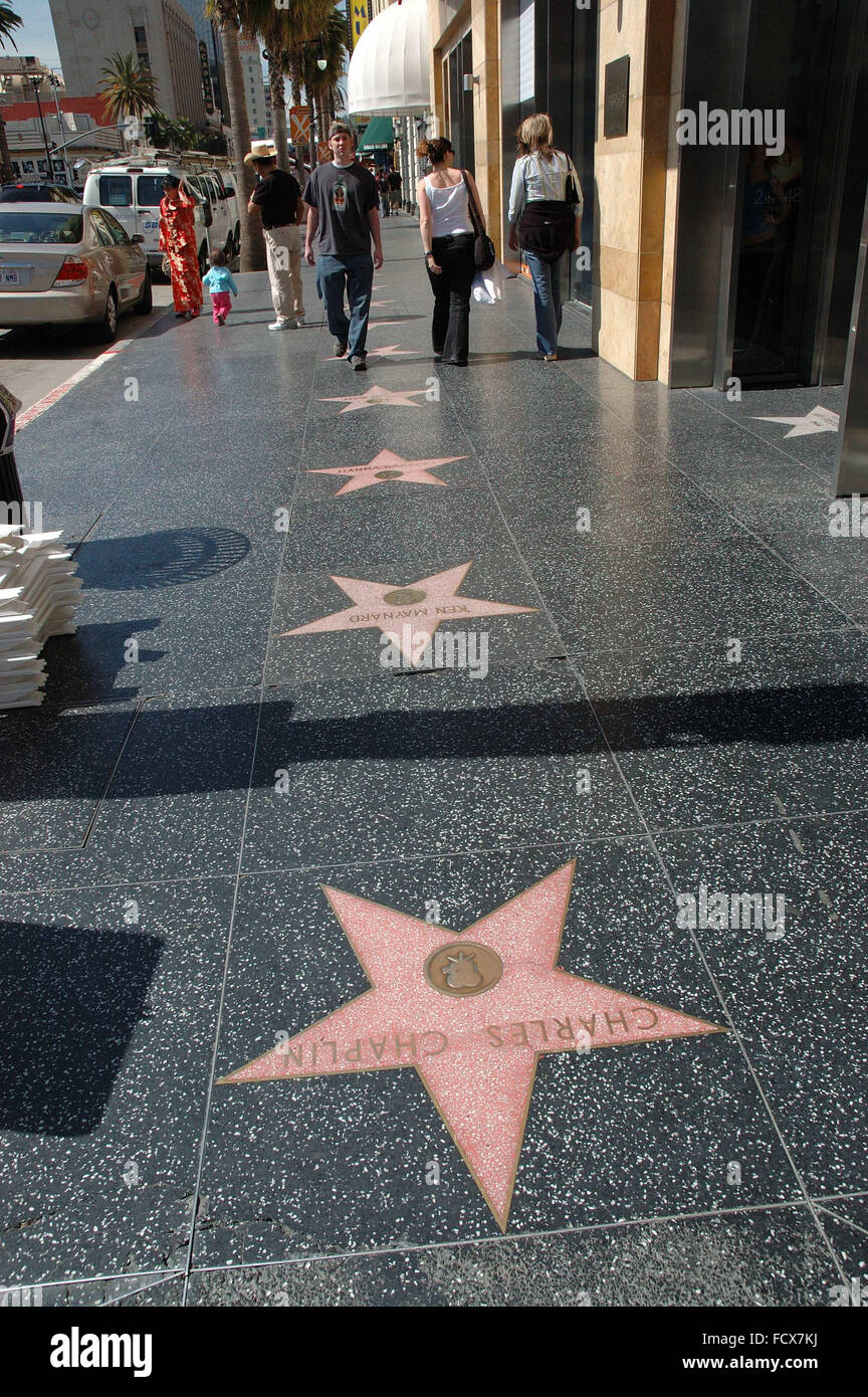 Charles Chaplin - Walk of Fame, Hollywood Boulevard, Los Angeles, California, Stati Uniti d'America Foto Stock