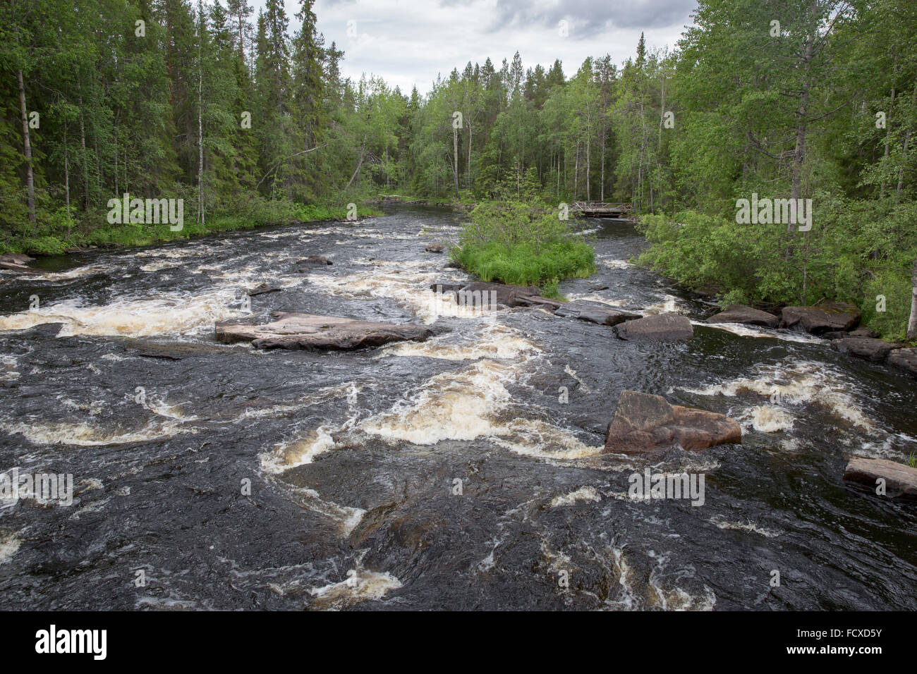 Raudanjok fiume nella provincia della Lapponia, Finlandia Foto Stock