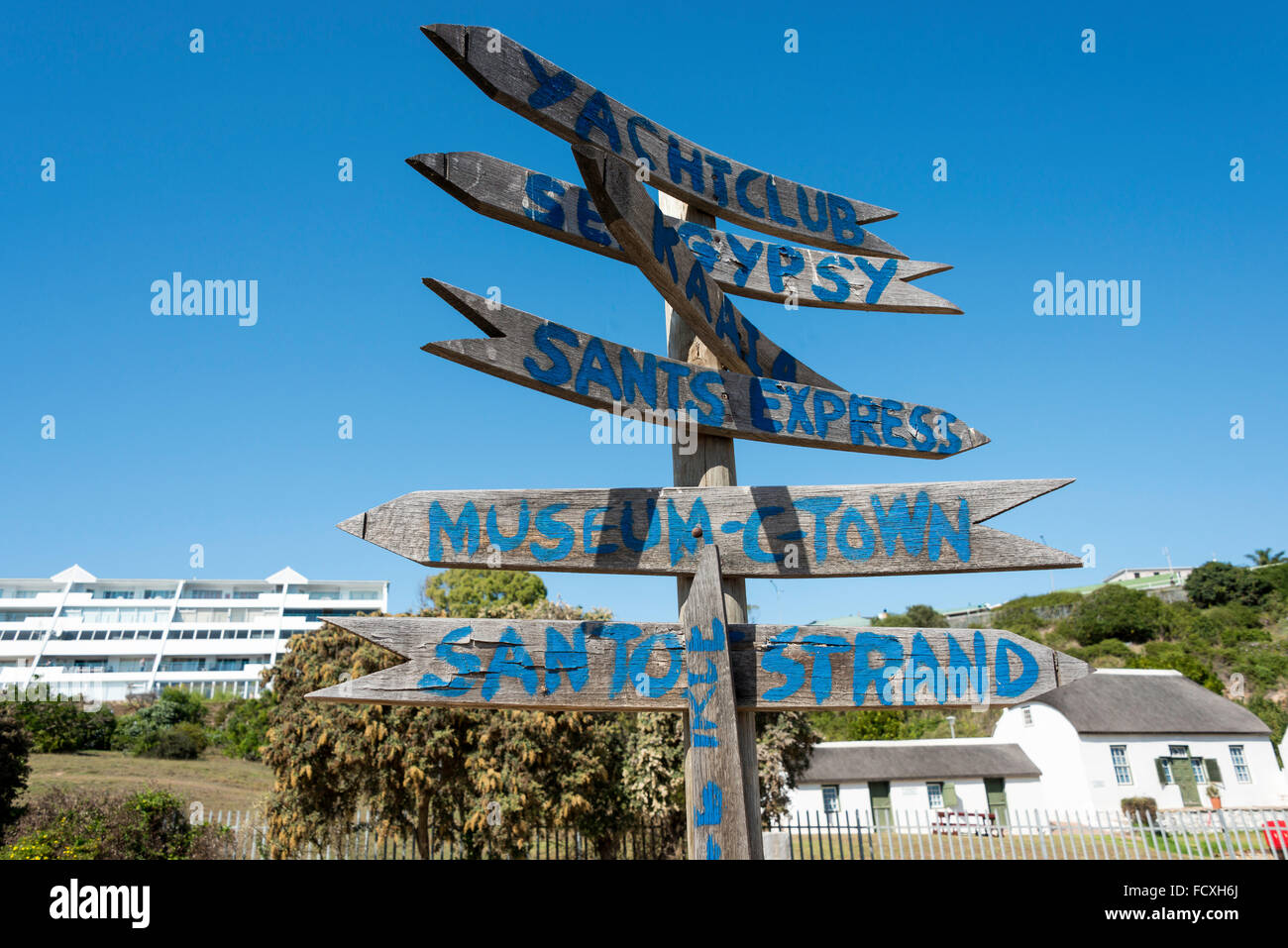 Accesso locale post a Santos Beach, Mossel Bay, Eden District Comune, Provincia del Capo occidentale, Repubblica del Sud Africa Foto Stock