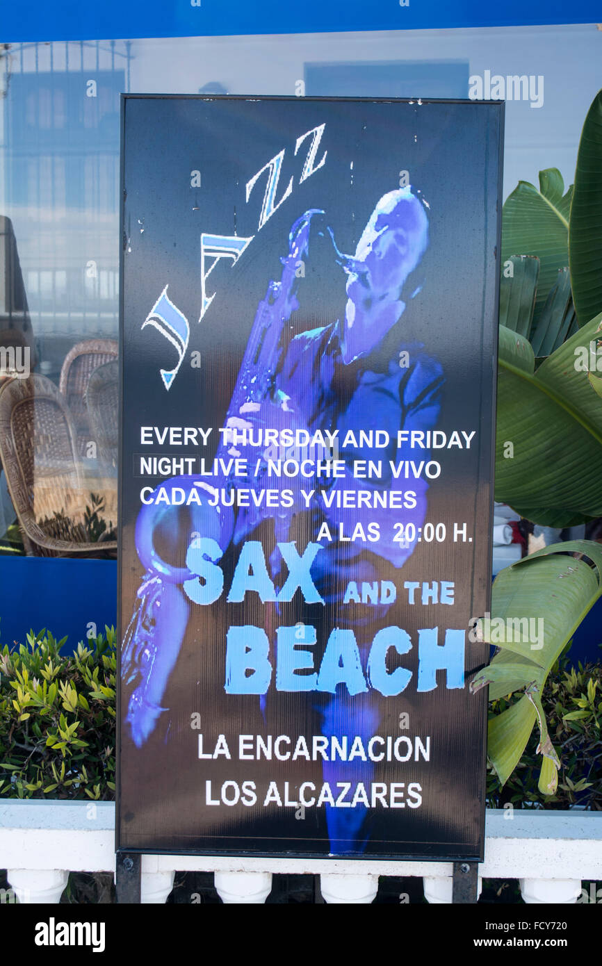 Lo spagnolo poster per un intrattenimento musicale Foto Stock