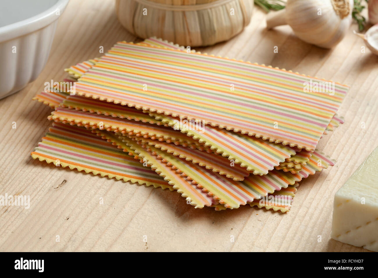 Materie tradizionali italiani di festa colorata lasagne primavera Foto Stock