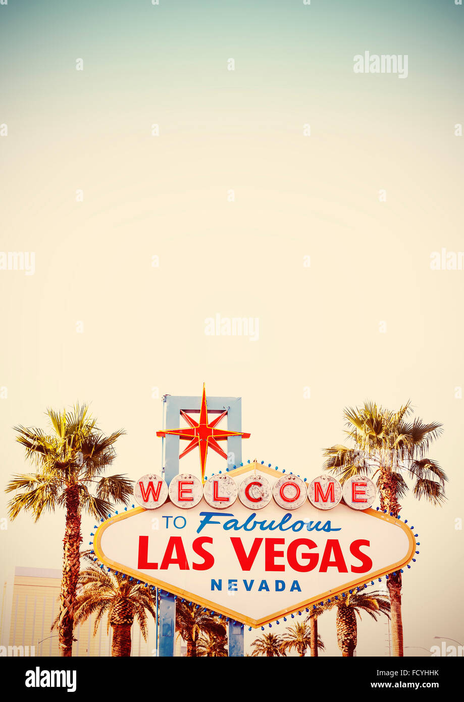 Retrò stilizzata Benvenuti a Las Vegas segno con copia spazio. Foto Stock