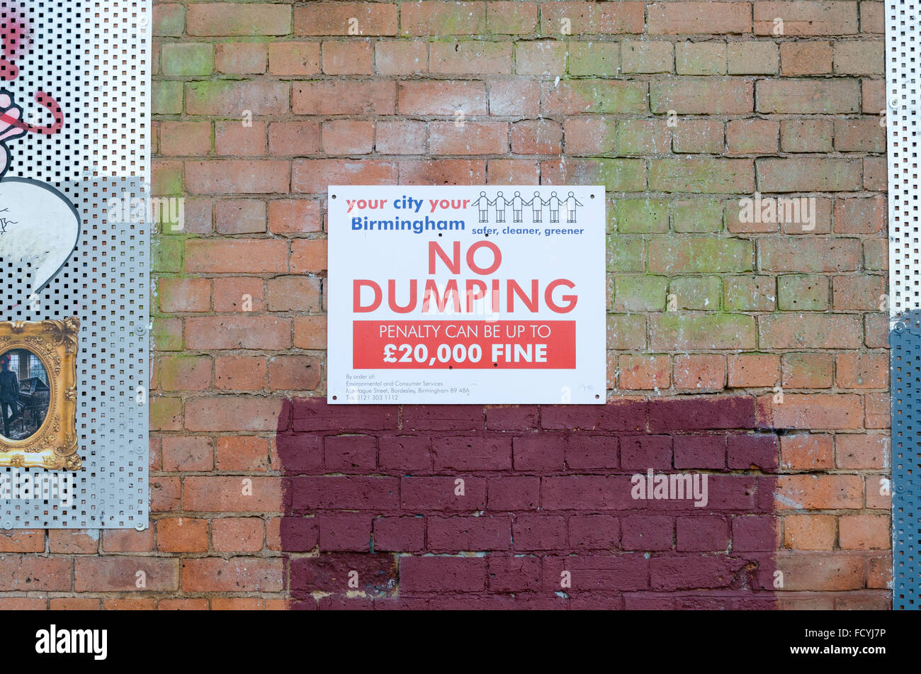 Nessun segno di dumping rilasciato da Birmingham City Council Foto Stock