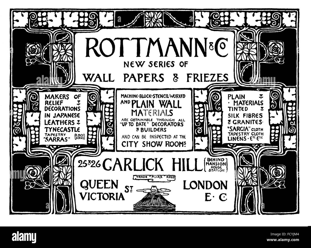 Rottmann & Co, produttore di carta da parati, Londra pubblicità dal 1900 Studio Magazine Foto Stock
