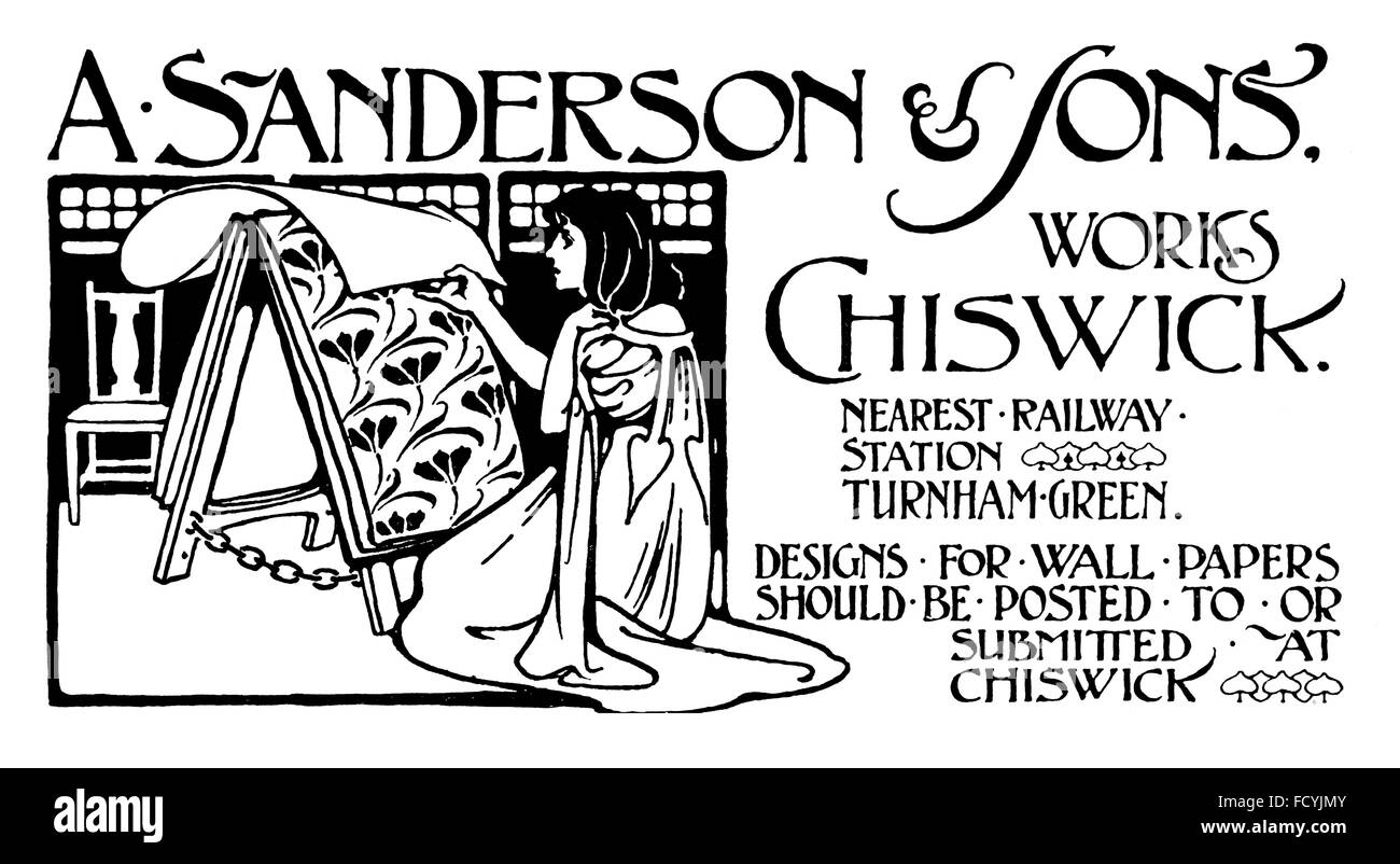 Un Sanderson & Sons, produttore di carta da parati, Londra pubblicità dal 1900 Studio Magazine Foto Stock
