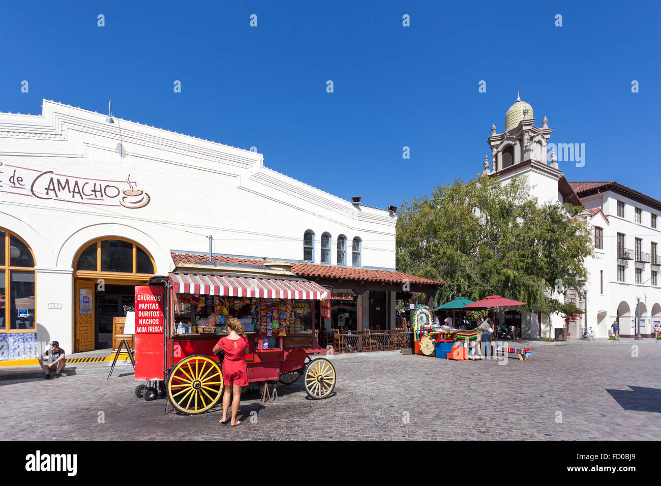 Food cart entrata a Olvera Street Los Angeles Foto Stock