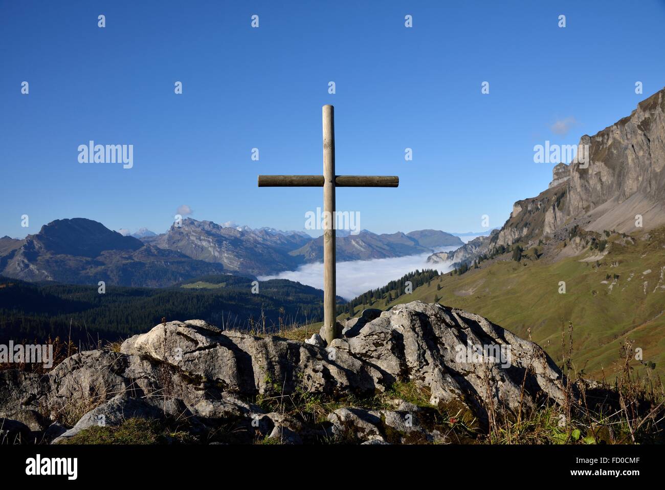 Campo Croce in montagna Silberen, Kanton Schwyz, Svizzera Foto Stock