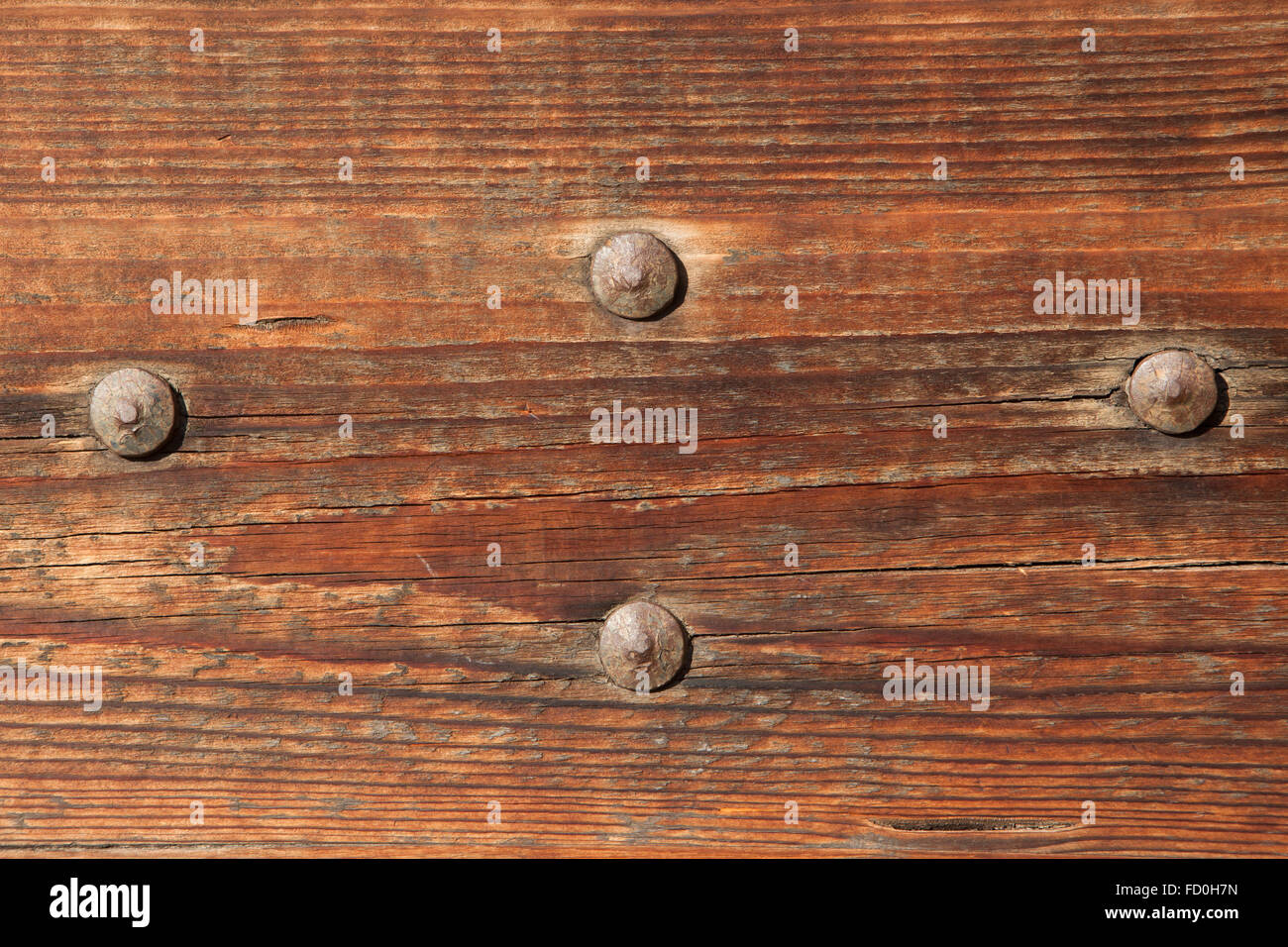 Antico cancello di legno fissato con rivetti. Texture di sfondo. Foto Stock