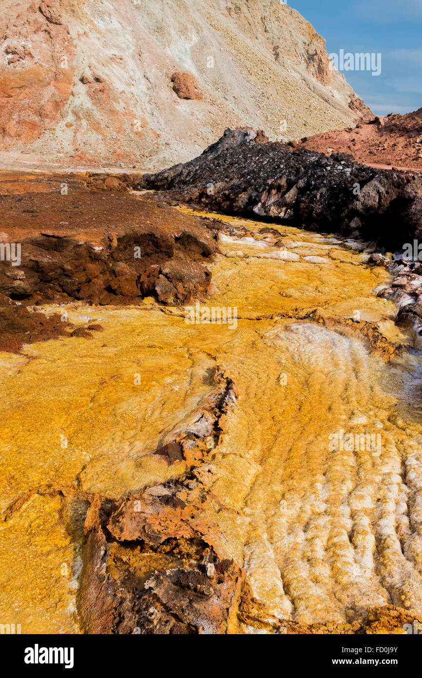 Golden sale in Hormoz, isola, Hormozgan, Sud, geologia, Vulcano, sale, a cupola, Golfo Persico, in Iran, in Asia. Foto Stock