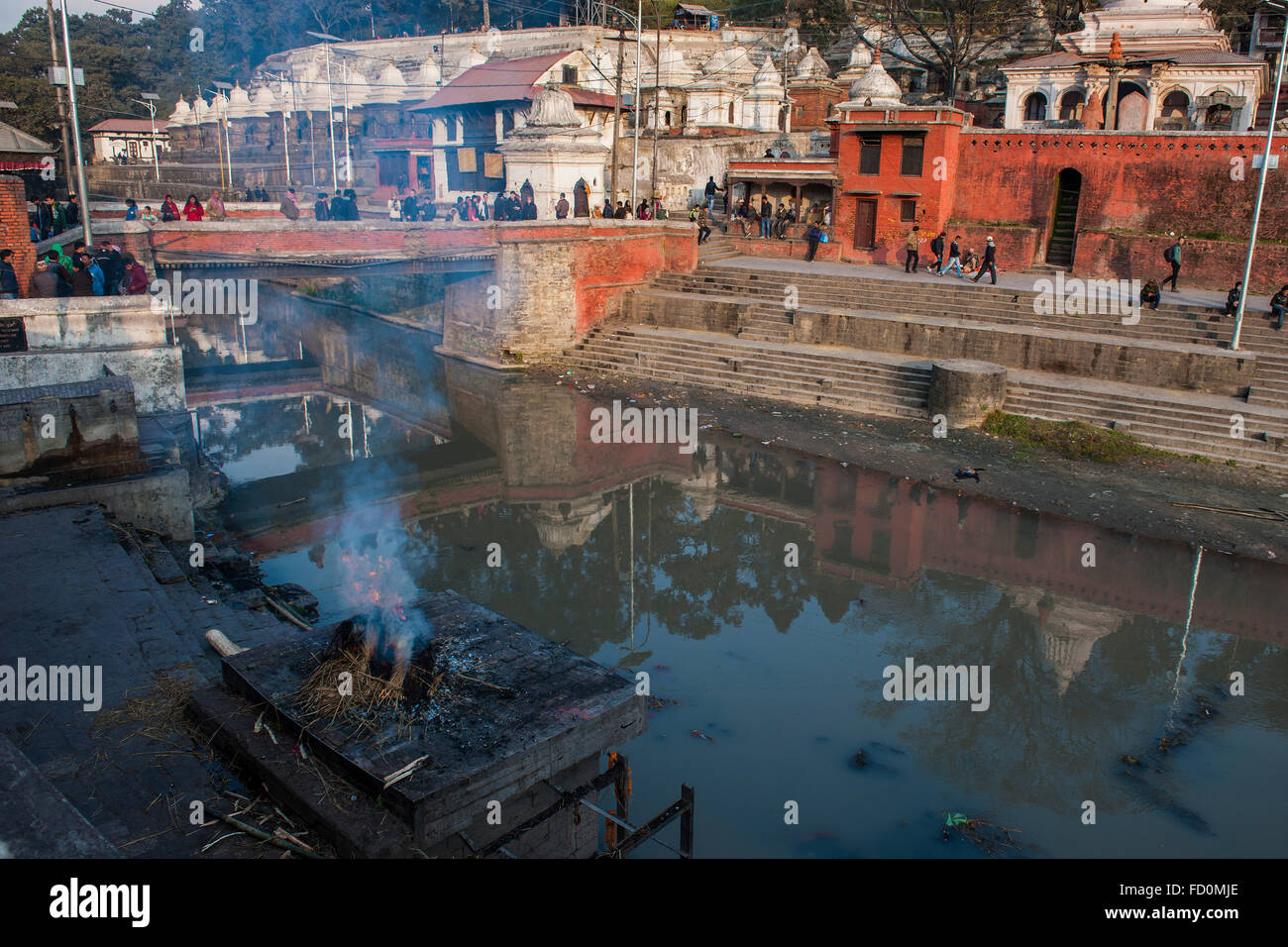 Il Nepal, Kathmandu, Pashupatinath, cremazione funerali Foto Stock