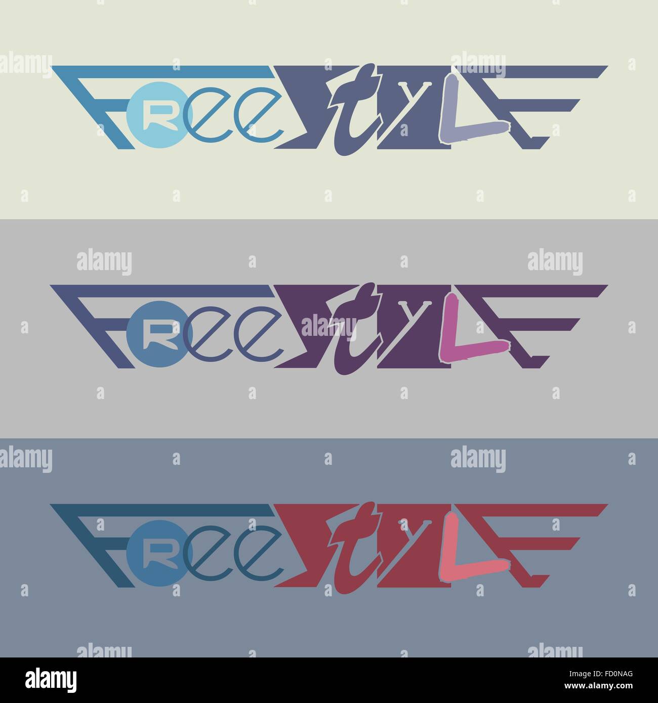 Graphic scritte con la parola "Freestyle" per la camicia e altri vestiti Illustrazione Vettoriale