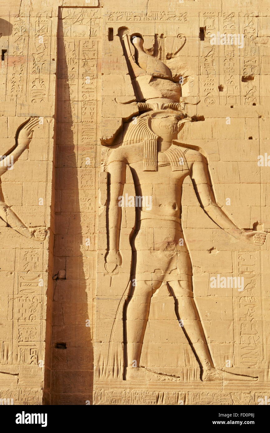 Egitto - di Edfu, il Tempio di Horus, dettaglio Foto Stock