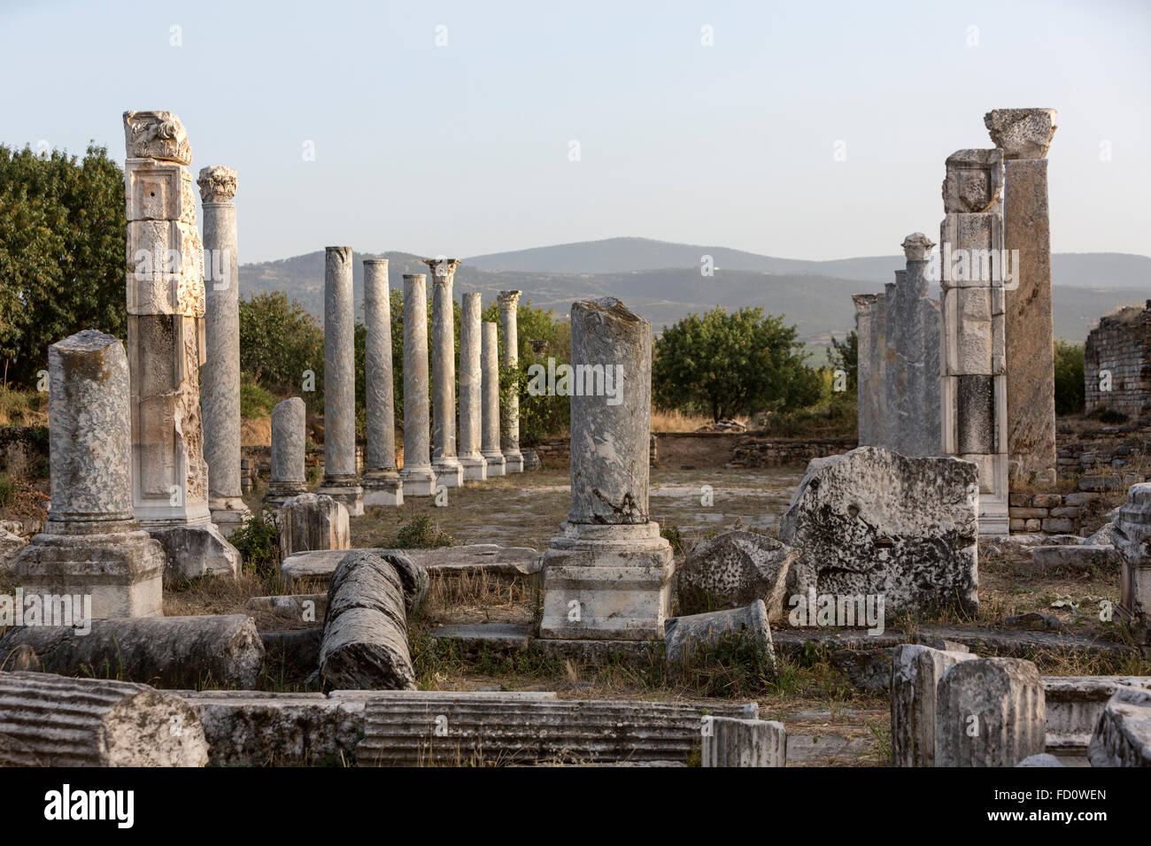 Tetrastoon e teatro bagno nell'antica città di Aphrodisias, Turchia Foto Stock