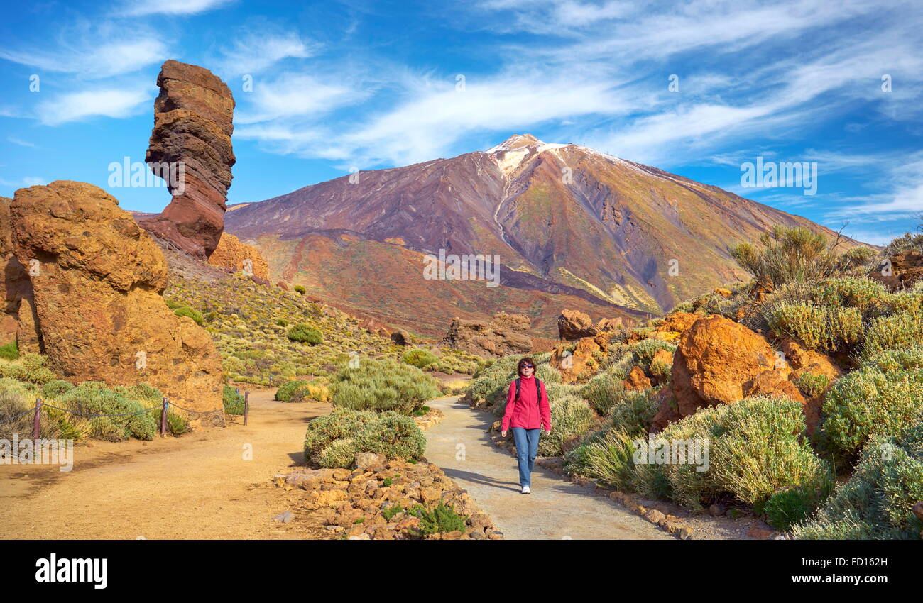 Il monte Teide e Los Roques de Garcia, Parco Nazionale di Teide Tenerife, Spagna Foto Stock