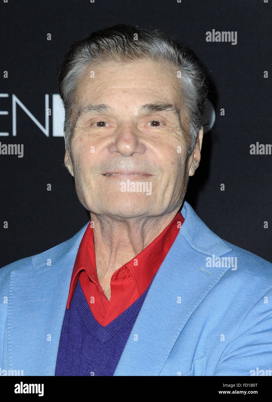 Los Angeles, CA, Stati Uniti d'America. 26 gen, 2016. Fred Willard presso gli arrivi per cinquanta sfumature di nero Premiere, Regal Cinemas L.A. LIVE, Los Angeles, CA 26 gennaio 2016. Credito: Dee Cercone/Everett raccolta/Alamy Live News Foto Stock