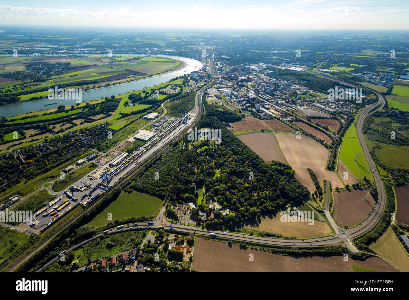 Logport III, logistica, Duisport, Reno, Budberg, Container Terminal, stazione di trasferimento, Duisburg, distretto della Ruhr Foto Stock