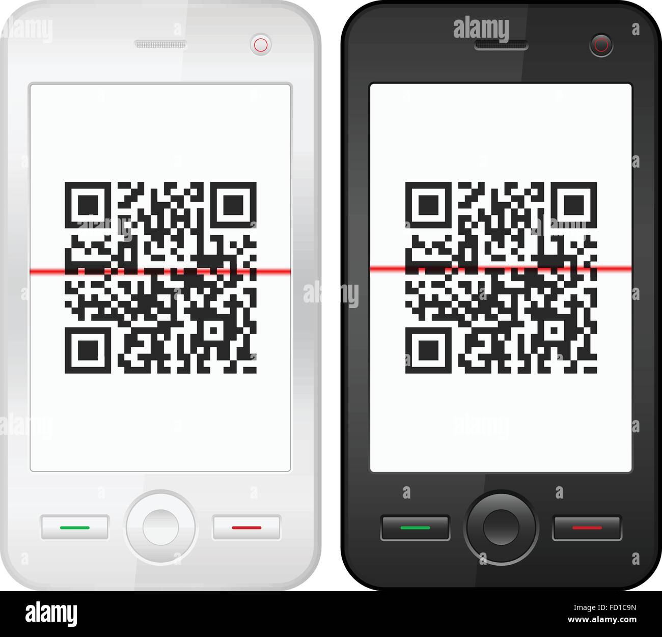 PC tablet con QR scanner di codici a barre su uno sfondo bianco Immagine e  Vettoriale - Alamy