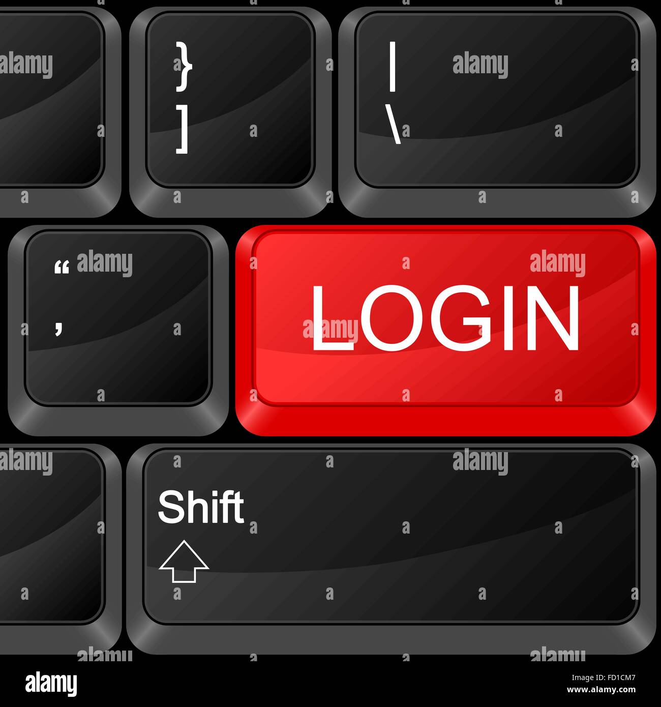 Tastiera pulsante computer login. Illustrazione Vettoriale. Illustrazione Vettoriale