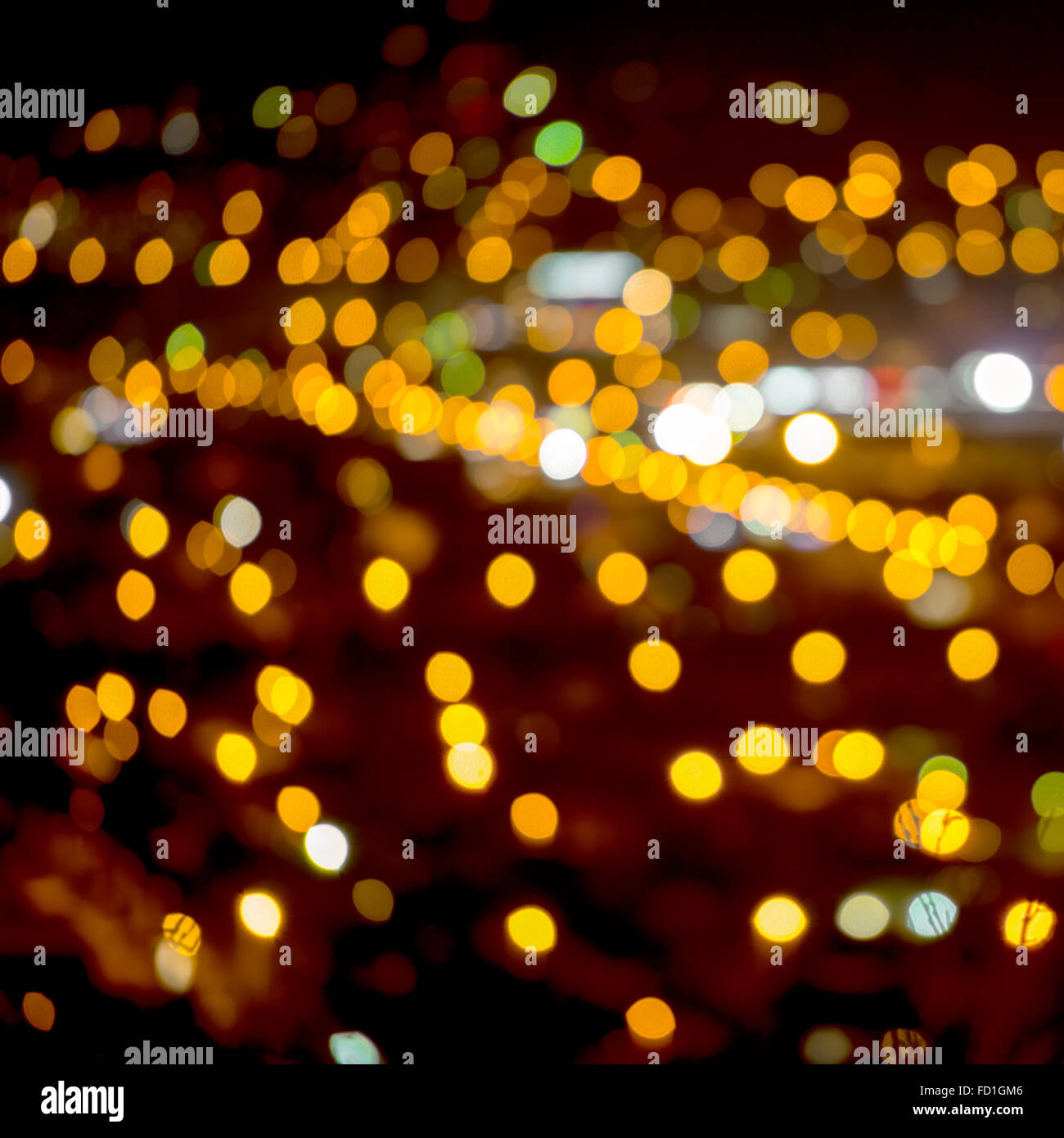 Abstract naturale circolare bokeh sfondo, luci della città con orizzonte, close up Foto Stock