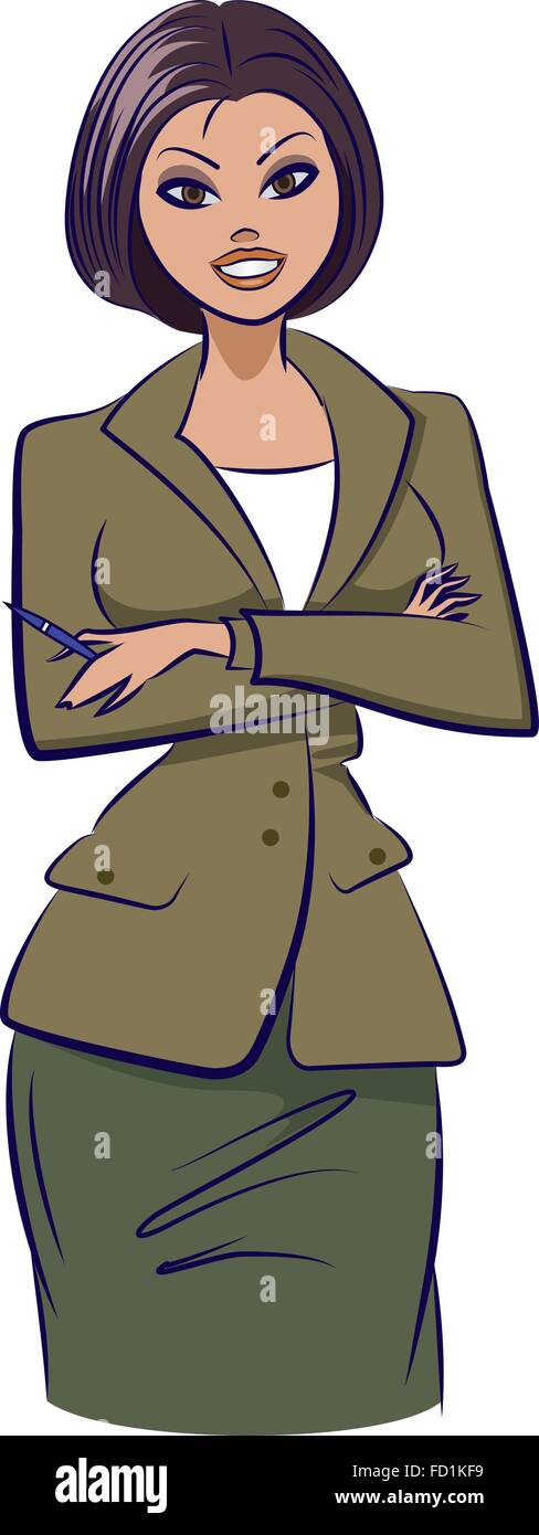 Business donna. Illustrazione di vettore isolato su uno sfondo bianco Illustrazione Vettoriale