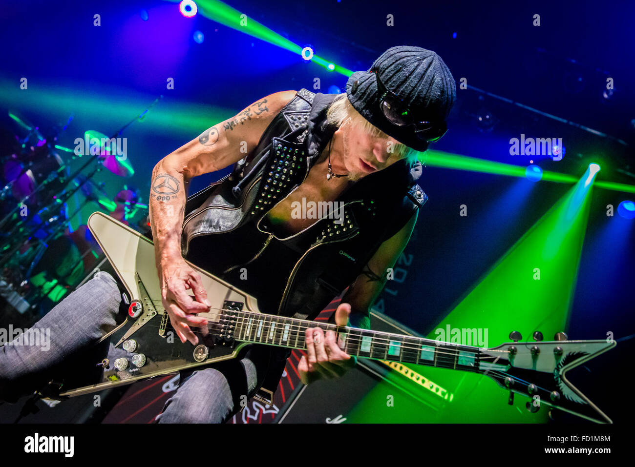 Michael Schenker alla chitarra a Shepherd's Bush Empire Foto Stock