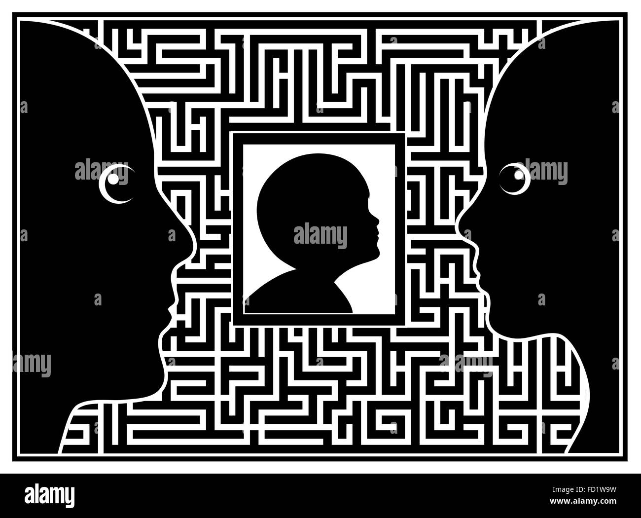 I genitori con bambino autistico Foto Stock